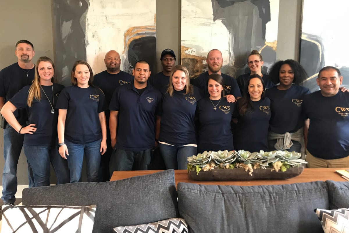 Happy group of teammates at CWS Apartment Homes in Austin, Texas