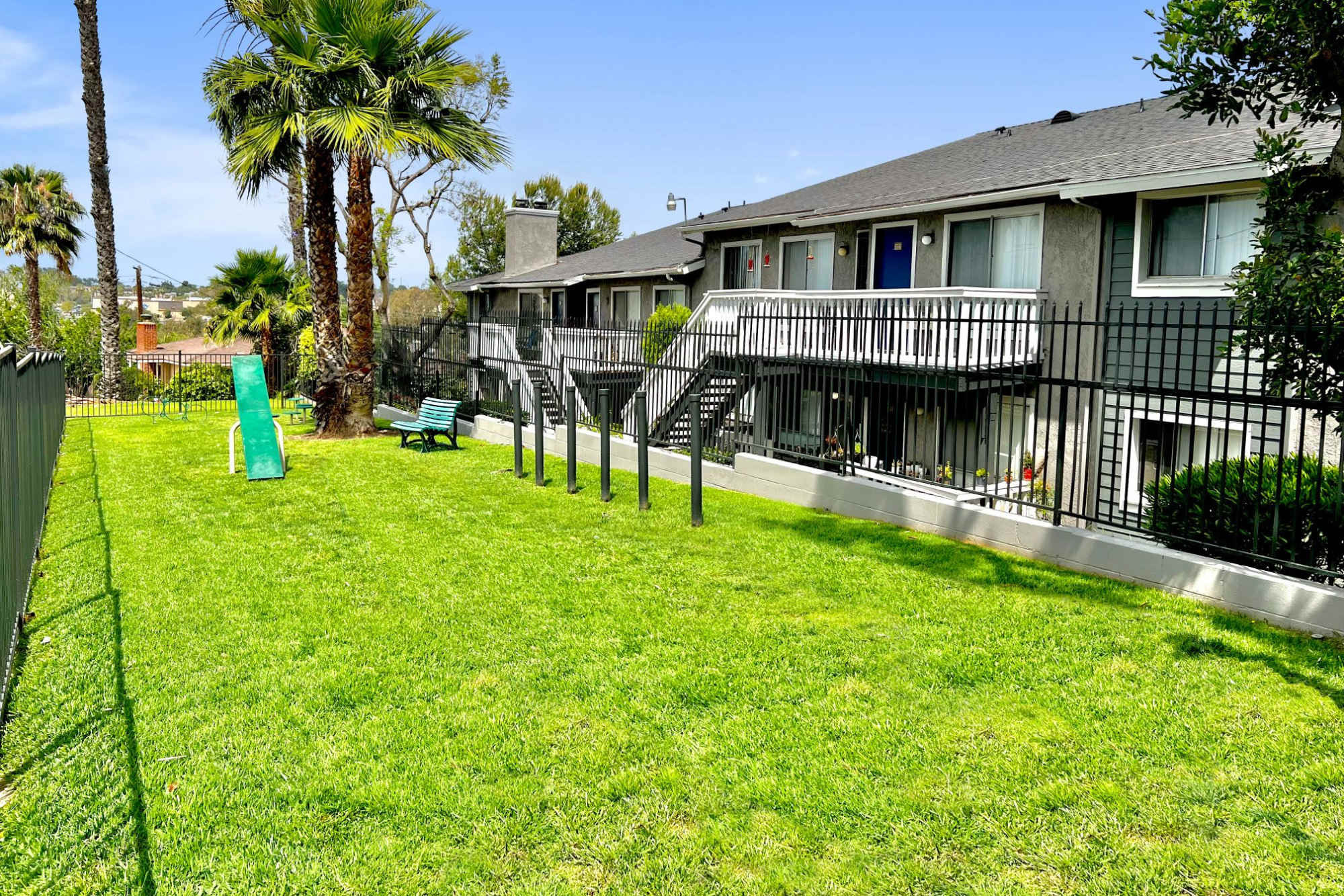 The onsite dog park at Hillside Terrace Apartments in Lemon Grove, California
