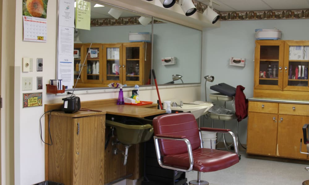 Beauty salon at Maple Ridge Care Center in Spooner, Wisconsin