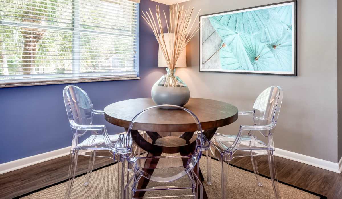 Dining area with four seater dining table and chairs at San Marco in Boca Raton, Florida
