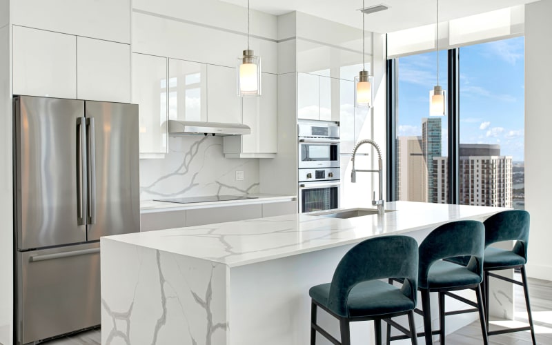 Stunning penthouse kitchen at ParkLine Miami in Miami, Florida
