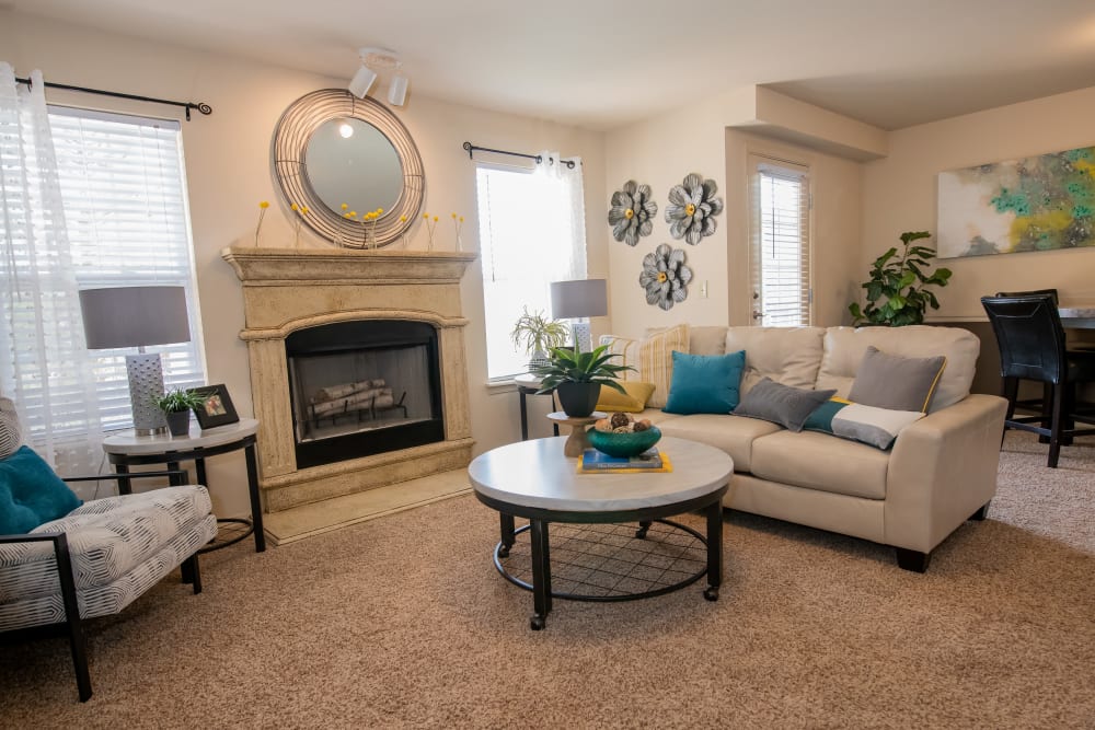 Bright living room at Park at Mission Hills in Broken Arrow, Oklahoma