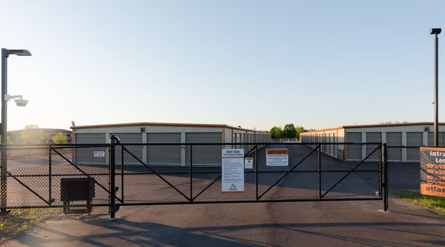 Front gate view of outdoor units at KO Storage of Hudson in Hudson, Wisconsin