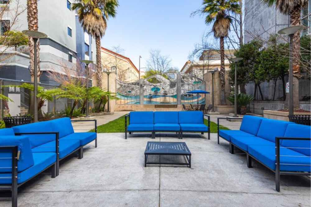 Seating for you in the courtyard at K Street Flats Apartment Homes in Berkeley, California