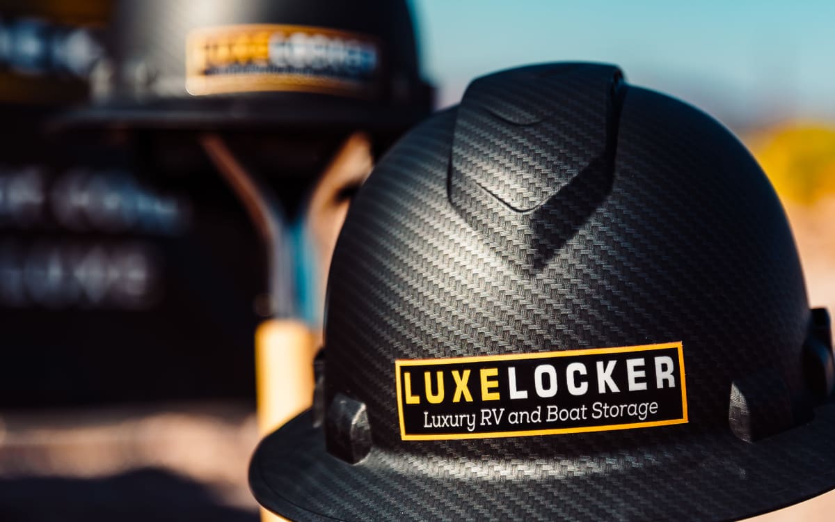 Luxe Locker (Single) logo on a hardhat 