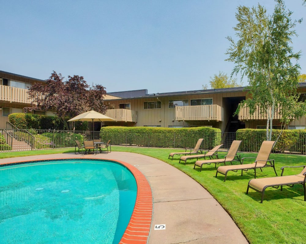 Pool area at Stanford Villa in Palo Alto, California