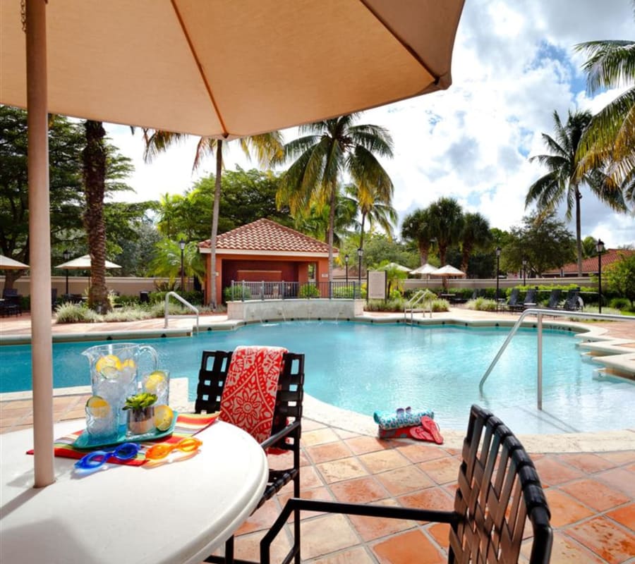 Resort-style swimming pool at Crescent House Apartments in Miami Lakes, Florida