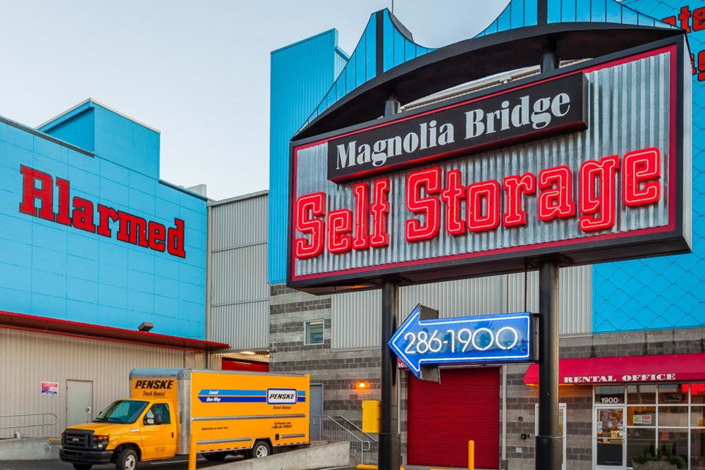 Entrance at Magnolia Bridge Self Storage in Seattle, Washington