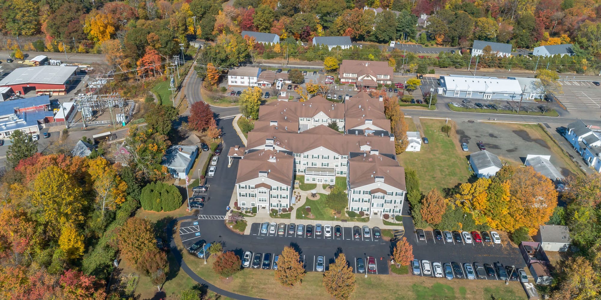 Aerial view of The Hearth at Tuxis Pond in Madison, Connecticut