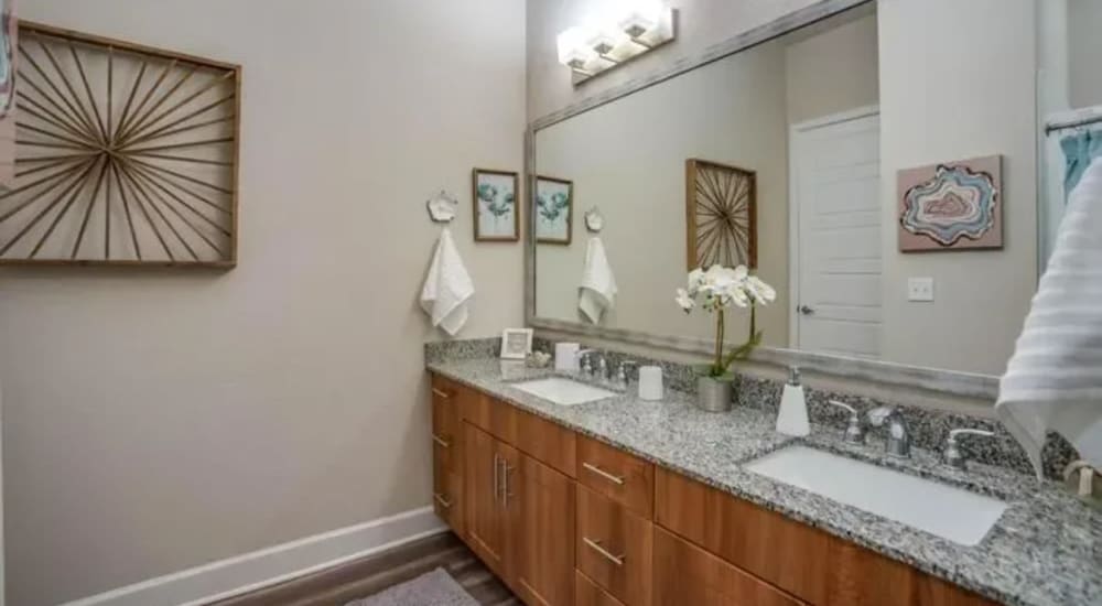 Model bathroom at Luxia Craig Ranch, Mckinney, Texas