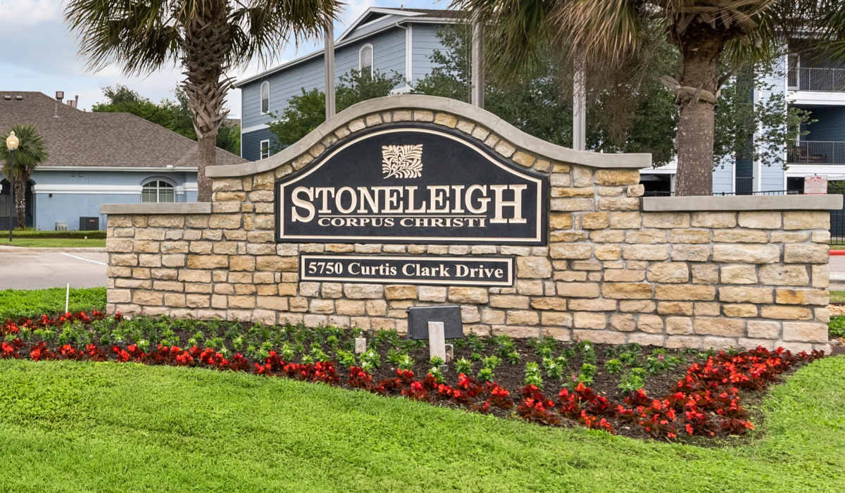 Sign board at Stoneleigh Corpus Christi in Corpus Christi, Texas  