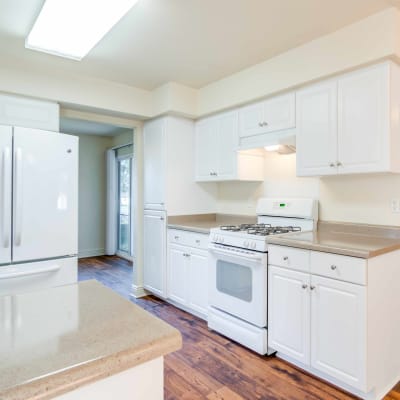 A fully-equipped kitchen at O'Neill Heights in Oceanside, California