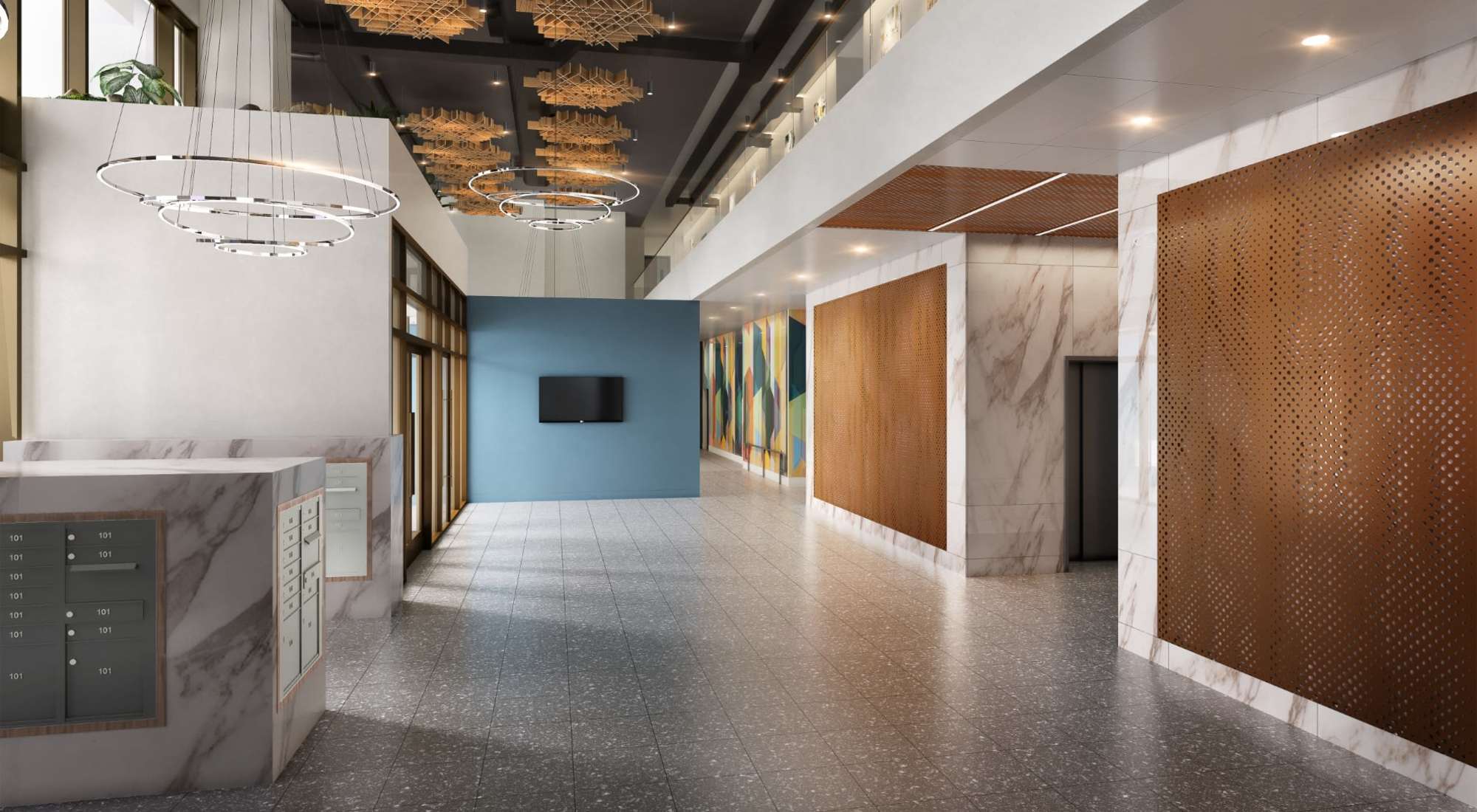 Community area at The Exchange at Spring Hill Station in Vienna,Virginia