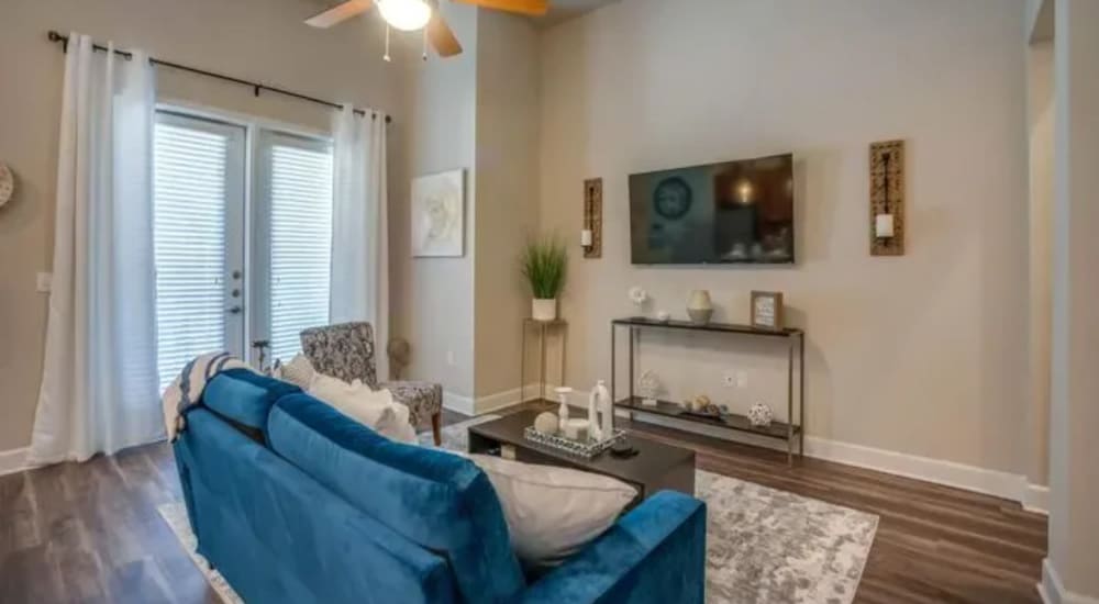 Model apartment with comfortable furniture at Luxia Craig Ranch, Mckinney, Texas