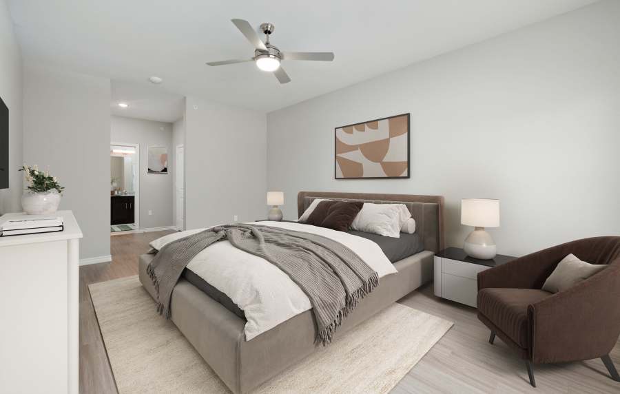Bedroom in a modern apartment at Meribel in Weaverville, North Carolina