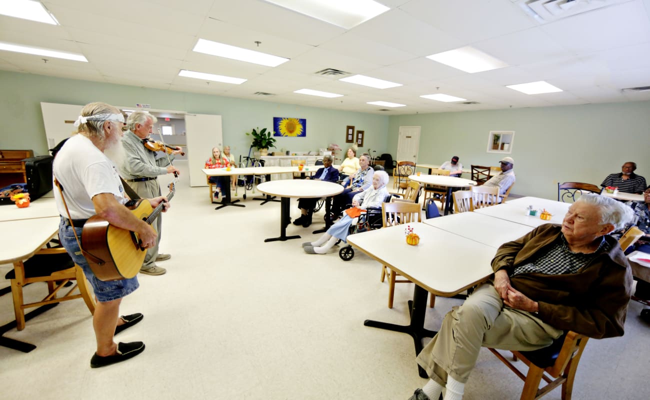 Residents enjoying a concert at Providence Assisted Living in Cleveland, Mississippi.