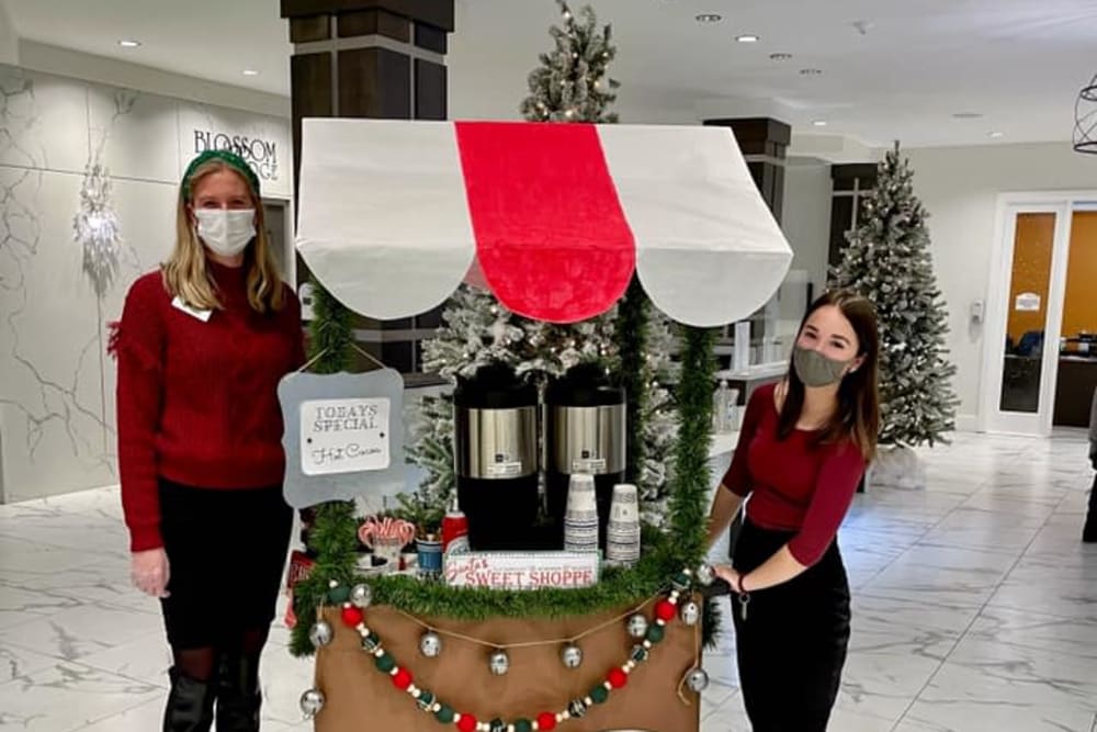 Employees running a coffee cart at Blossom Ridge in Oakland Charter Township, Michigan