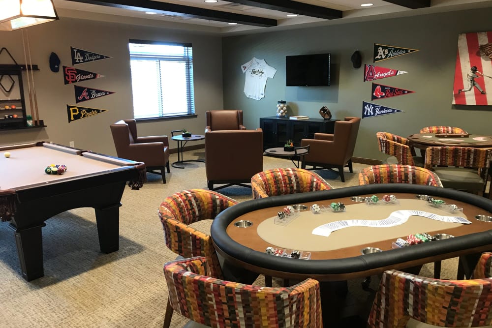 Brightly decorated game room at Quail Park at Shannon Ranch in Visalia, California
