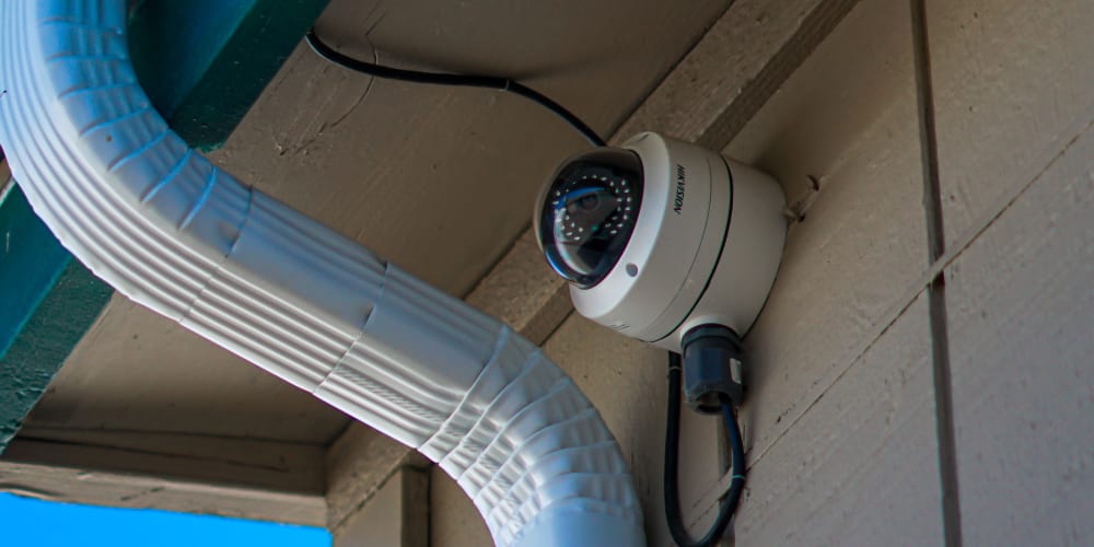 A security camera at Pringle Creek Storage in Salem, Oregon