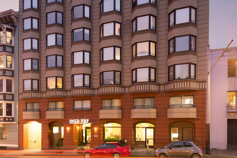 Street view of Tower 737 Condominium Rentals in San Francisco, California