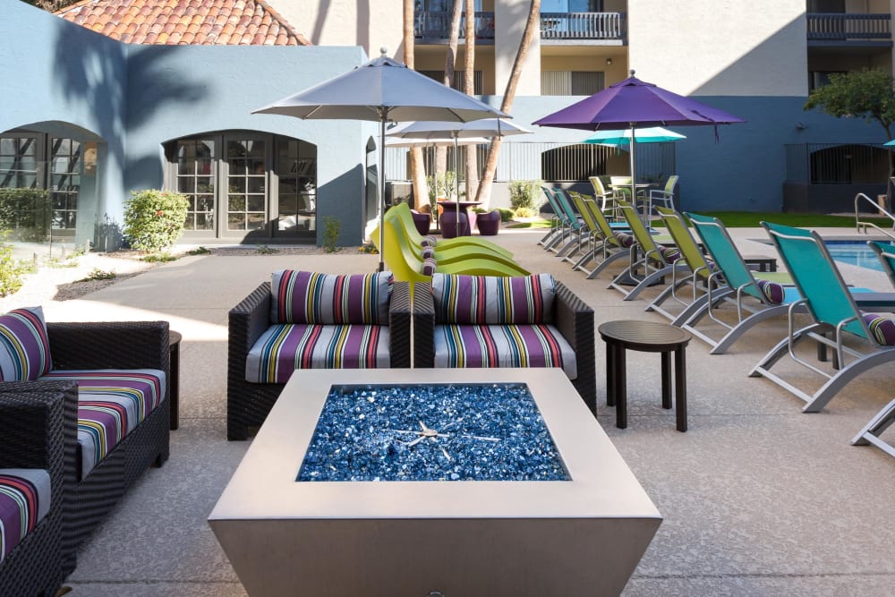 Pool patio with fire-pit at 4127 Arcadia in Phoenix, Arizona