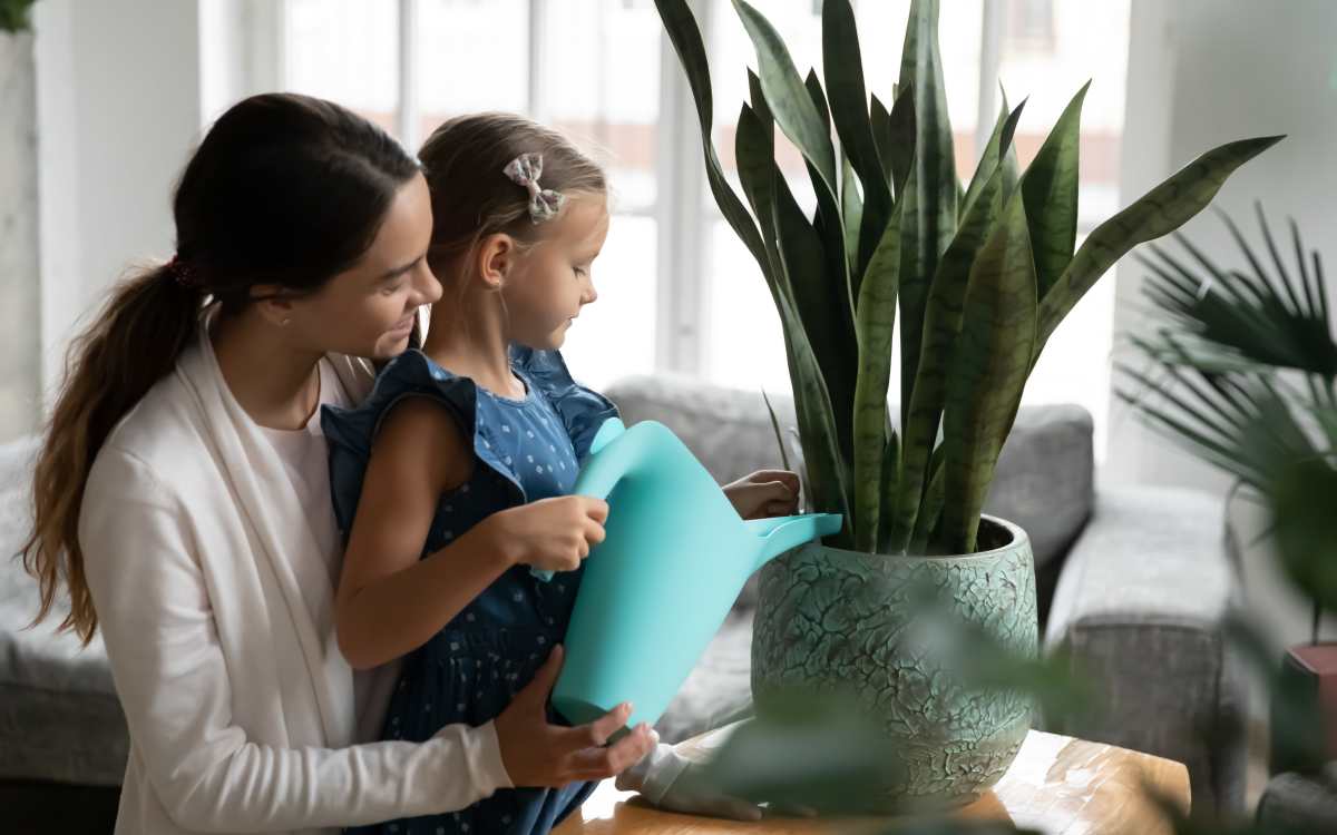 Resident with her daughter in the apartment at Franklin Manor Apartments in Saint Helens, Oregon