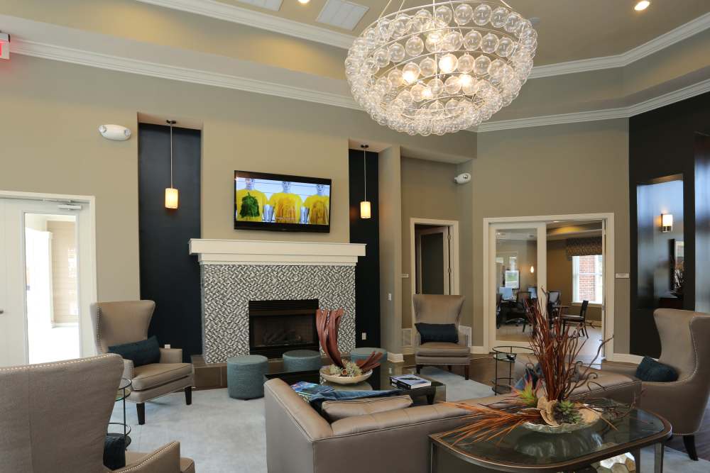 Modern clubhouse living room at Adams Crossing Apartment Homes in Waldorf, Maryland