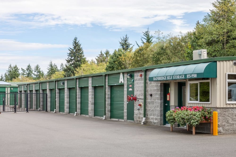 Exterior of self storage office at Bainbridge Self Storage in Bainbridge Island, Washington.