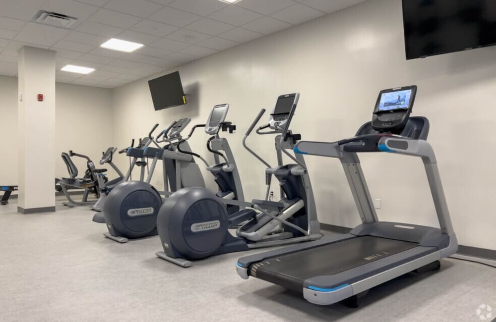 Fitness center with treadmills at West Bay Village in Kissimmee, Florida