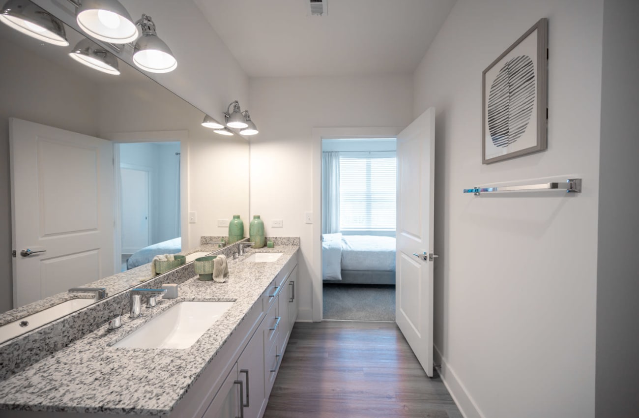 Secondary bathroom with double vanity