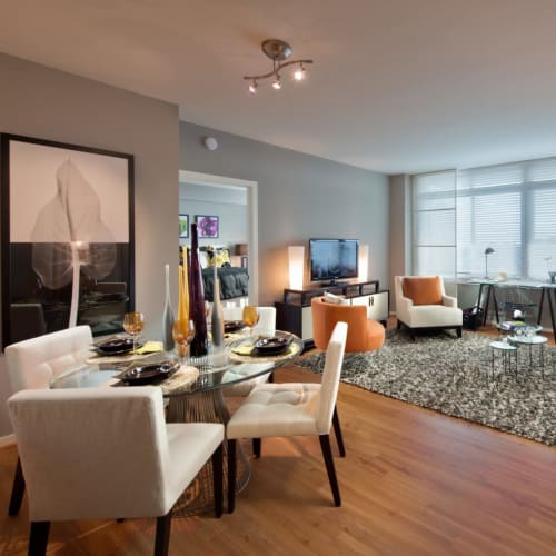 Living room at Solaire 1150 Ripley in Silver Spring, Maryland