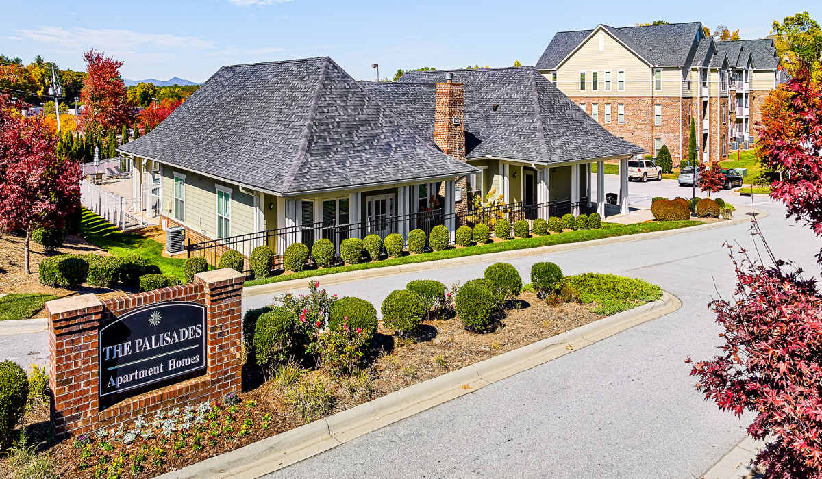 Signage of apartments at Palisades of Asheville in Asheville, North Carolina