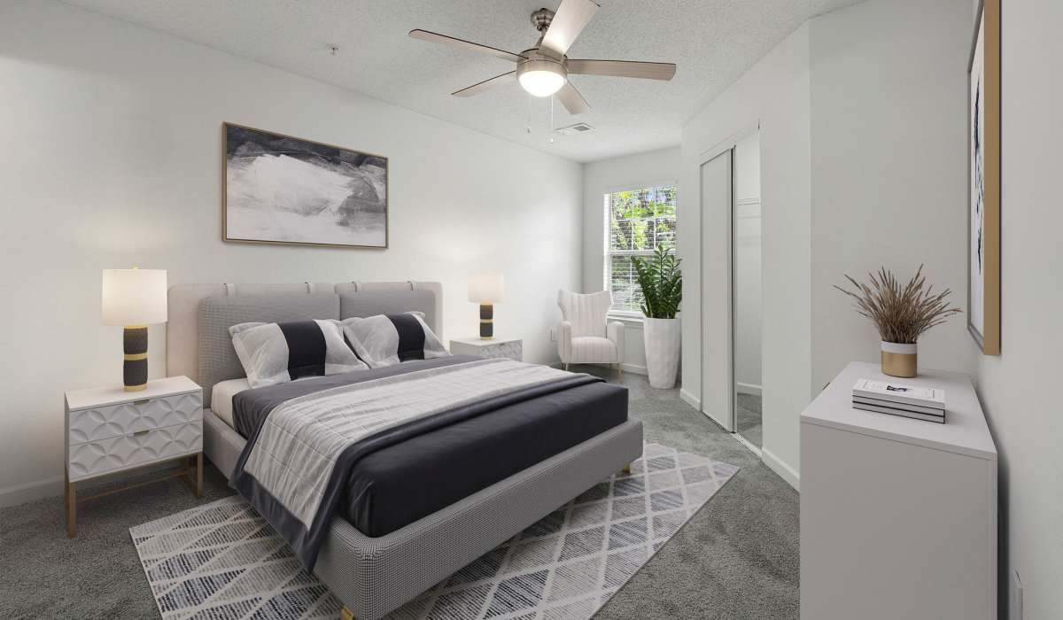Apartment bedroom at Eastlake Gardens in Decatur, Georgia