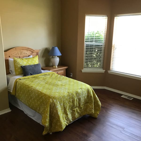 Resident bedroom at Pacifica Senior Living Coeur d'Alene in Coeur d'Alene, Idaho