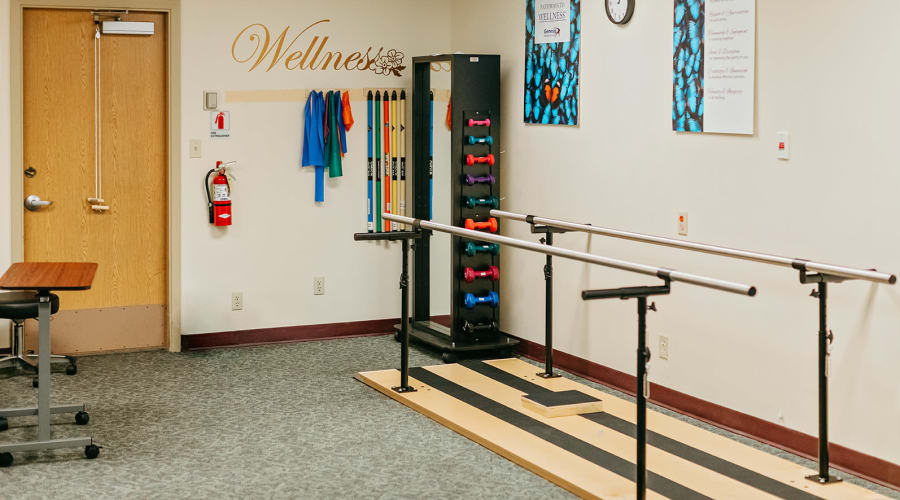 Exercise therapy equipment at Cascade Park Adult Day Health in Tacoma, Washington