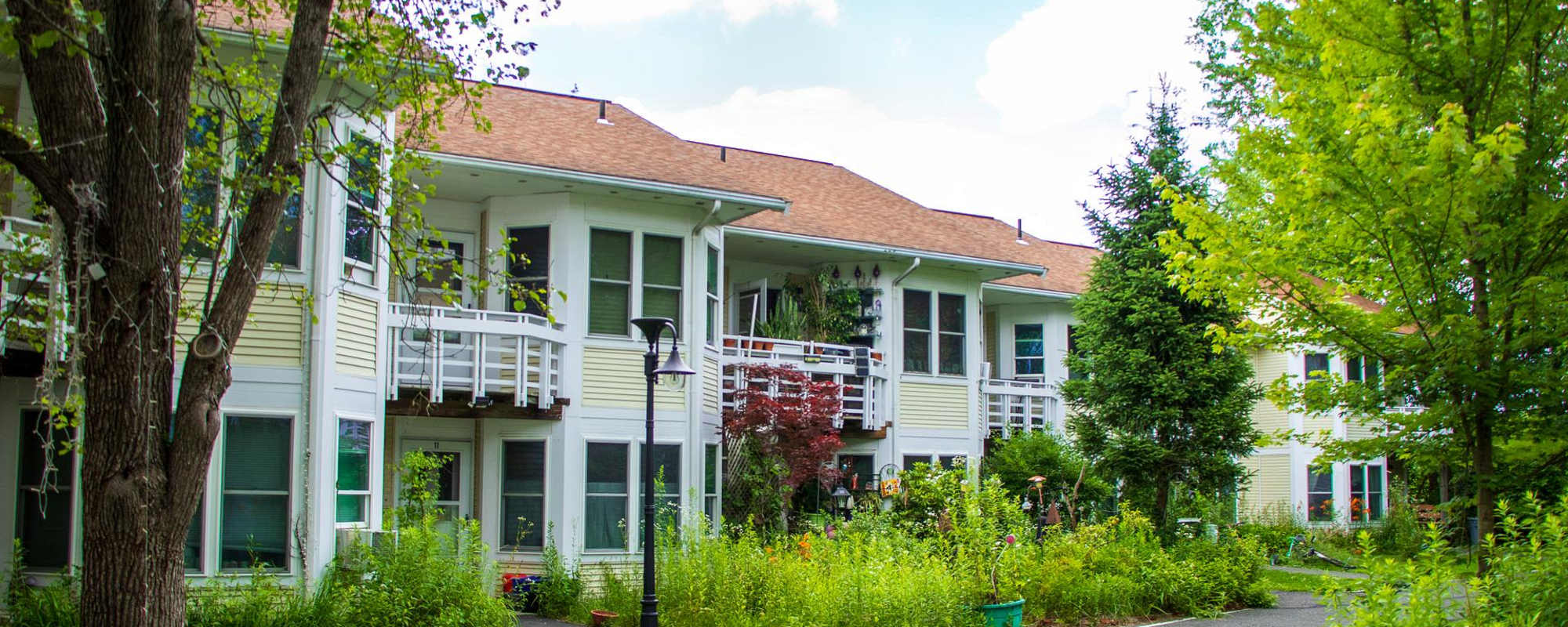 Beautiful exterior view of the apartment at Pomeroy Lane Cooperative in Amherst, Massachusetts