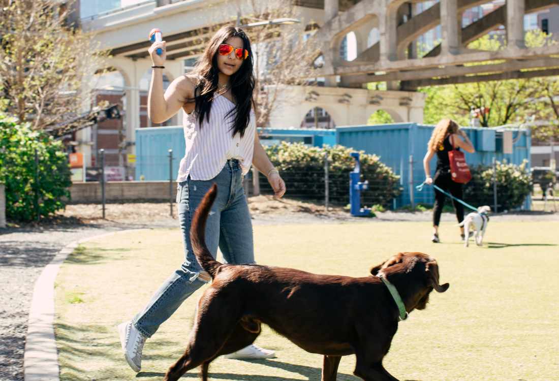 Resident walking her dog near 805 Lea in Nashville, Tennessee