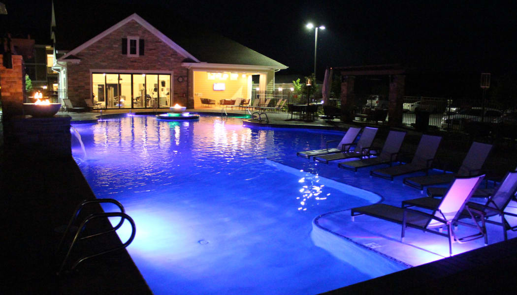 Swimming pool in the evening at Red Knot at Edinburgh in Chesapeake, Virginia