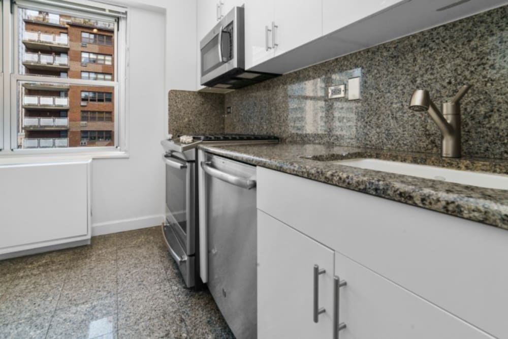 Updated kitchen with city views at The Caldwell in New York, New York