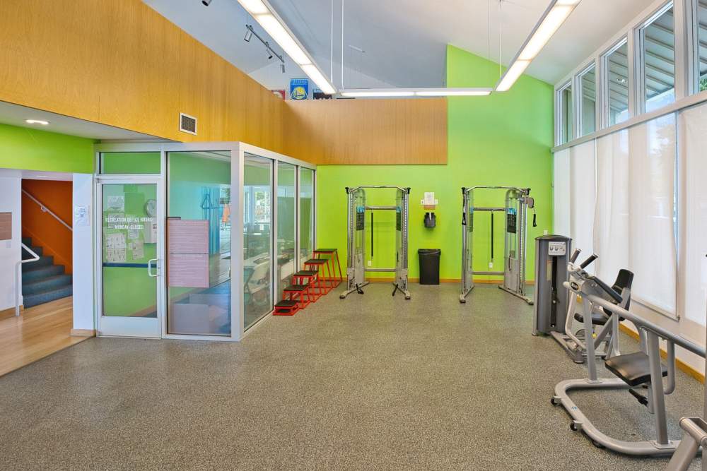 Gym with machines Lakeside Village in San Leandro, California