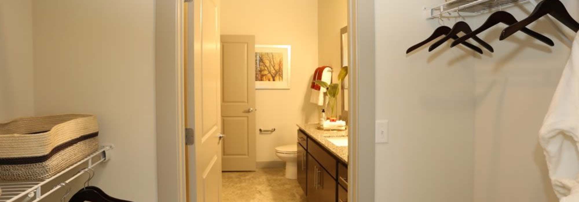 Modern washroom with closet room at The Marling in Madison, Wisconsin