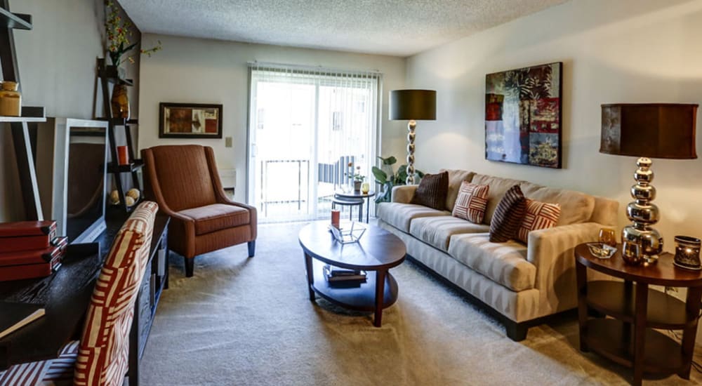 Model living space at The Falls in Mission, Kansas