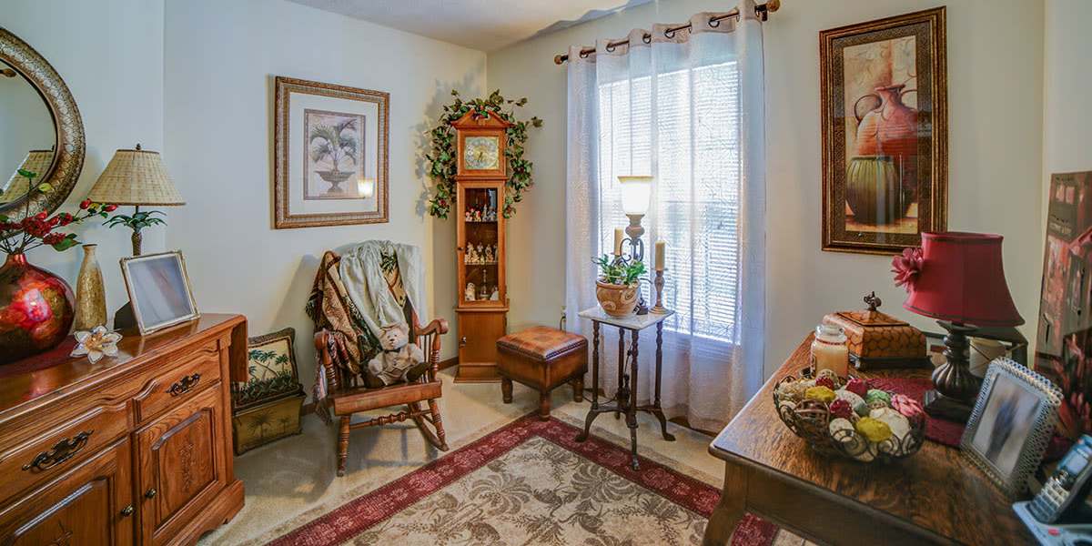 Apartment living room at Braddocks Greene in Frostburg, Maryland