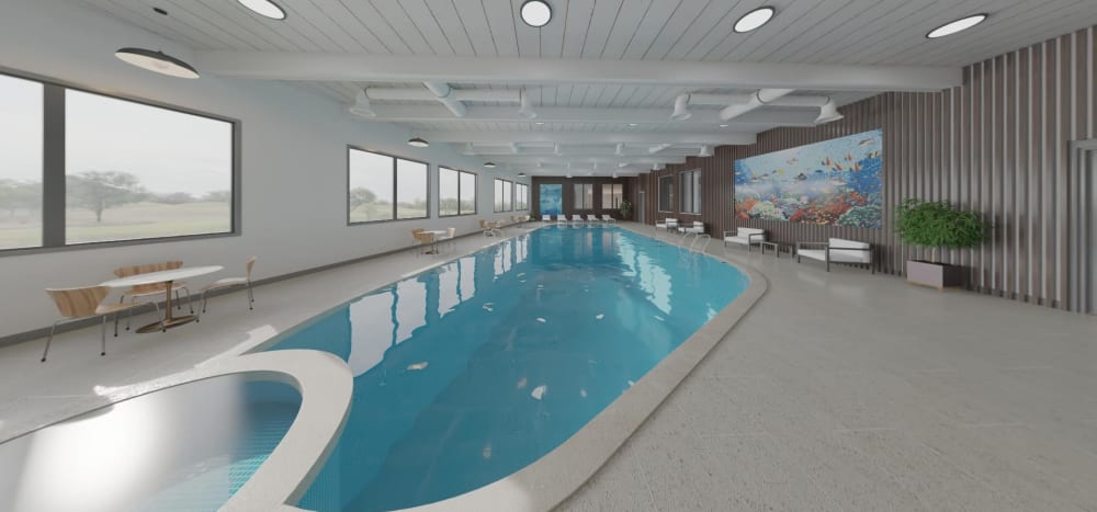 Rendering of spa with pool at  Thea Apartments in Tacoma, Washington