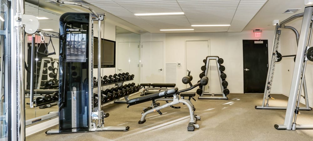 Fitness center at The Met Rockville in Rockville, Maryland