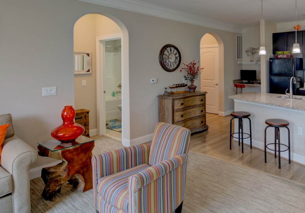 View of the kitchen from the living room at Red Knot at Edinburgh in Chesapeake, Virginia
