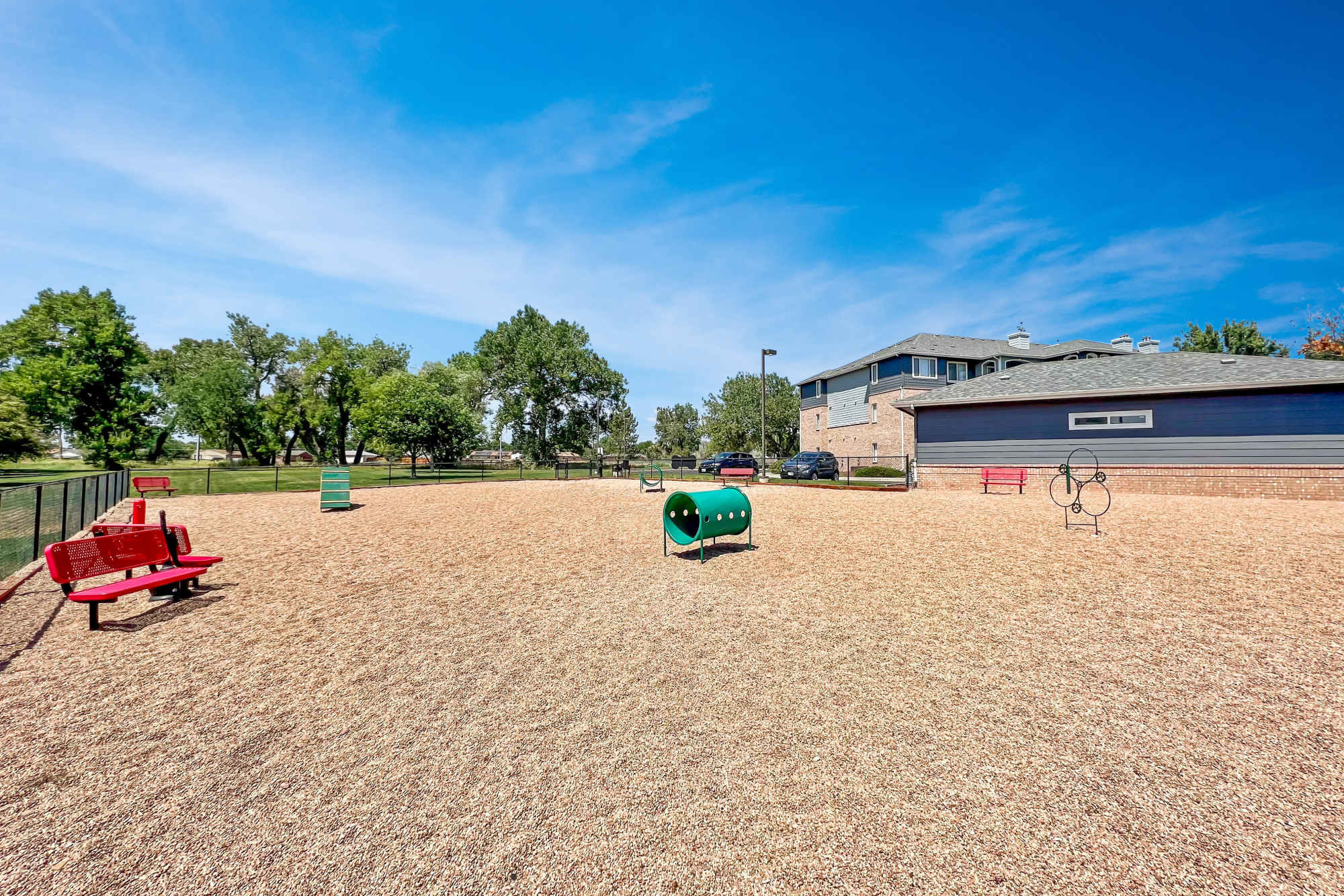 The dog park at Hawthorne Hill Apartments in Thornton, Colorado