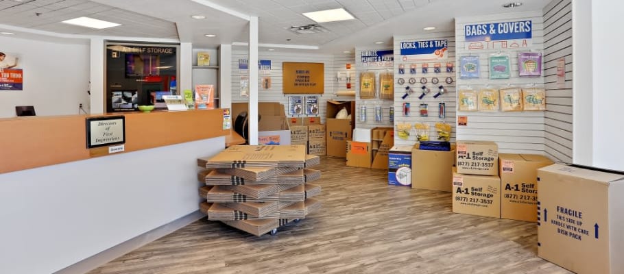 Boxes available in the office at A-1 Self Storage in Chula Vista, California