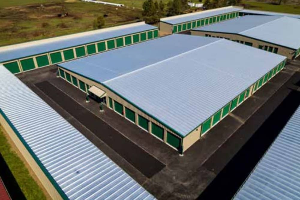 Aerial view of outdoor units at BuxBear Storage Springfield Main Street in Springfield, Oregon