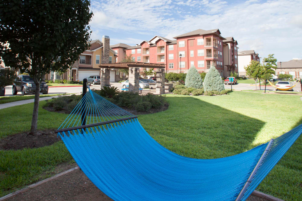 Hammock in the shade at the resident park at Olympus Katy Ranch in Katy, Texas